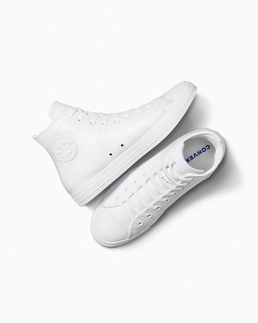 Pánské Boty Vysoké Converse Chuck Taylor All Star Læder Bílé | CZ J31RC25